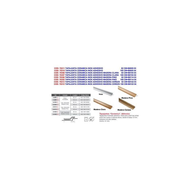 foto del prodotto mibricotienda scossalina ceramica adesiva in acciaio inossidabile per legno chiaro 82cmb810403