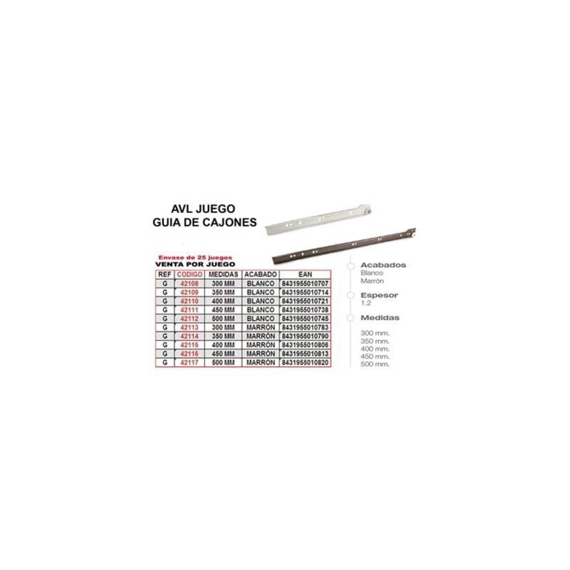 foto del prodotto mibricotienda set guide per cassetti 500 mm bianco rif g