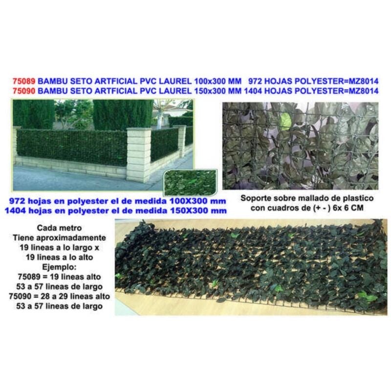 foto del prodotto mibricotienda - siepe in bambù foglia di alloro artificiale pvc 150x300 mm poliestere mz8014