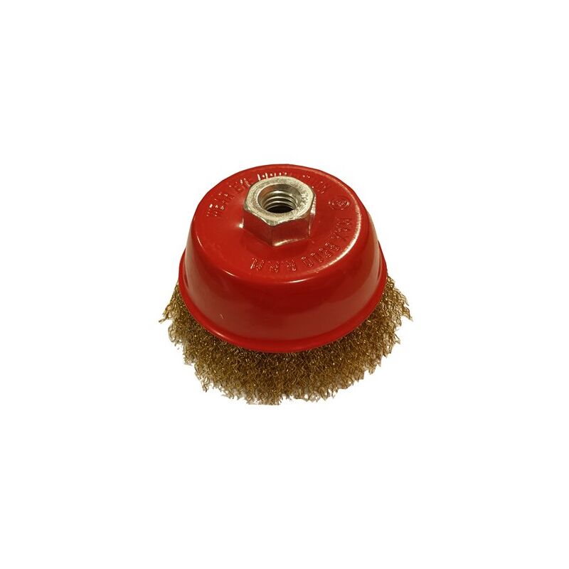 foto del prodotto mibricotienda spazzola a tazza 100 mm m14 brico filo ondulato ottone 35452010