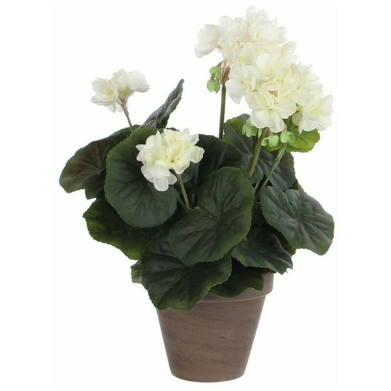 foto del prodotto mica decorations geranio crema in pvc con vaso