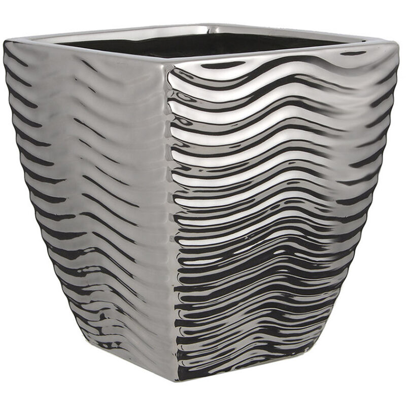 foto del prodotto mica decorations vaso quadrato d argento gan ceramica elegante 14 14x16x16cm fralatn orchidee