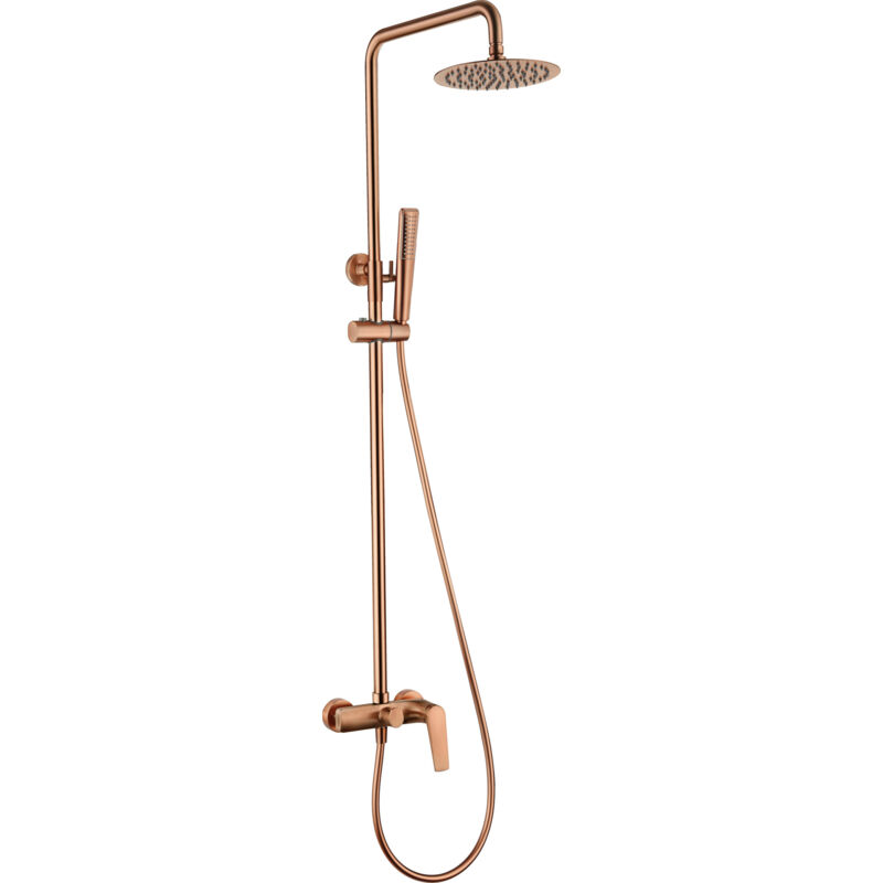 foto del prodotto mice collection asta doccia monocomando allungabile colonna doccia rubinetti bagno con doccetta e maniglia per doccia colore oro rosa spazzolato