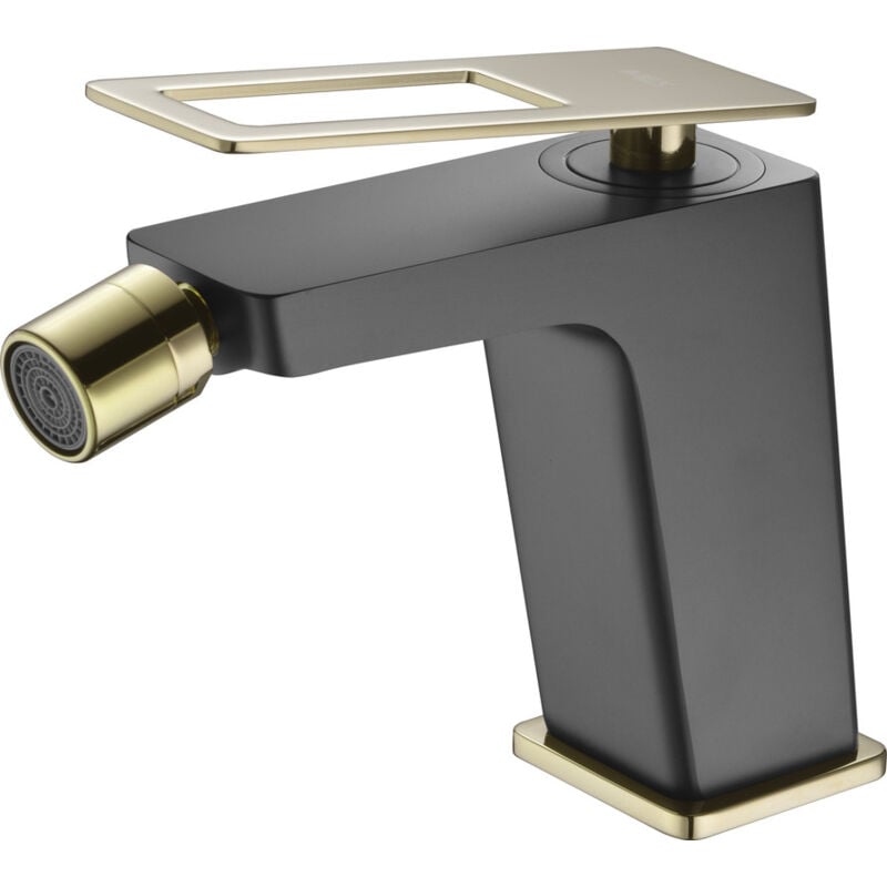 foto del prodotto mice collection mice rubinetto bidet monocomando rubinetto wc con maniglia quadrata colore nero opaco e oro lucido bdc032 2ngold