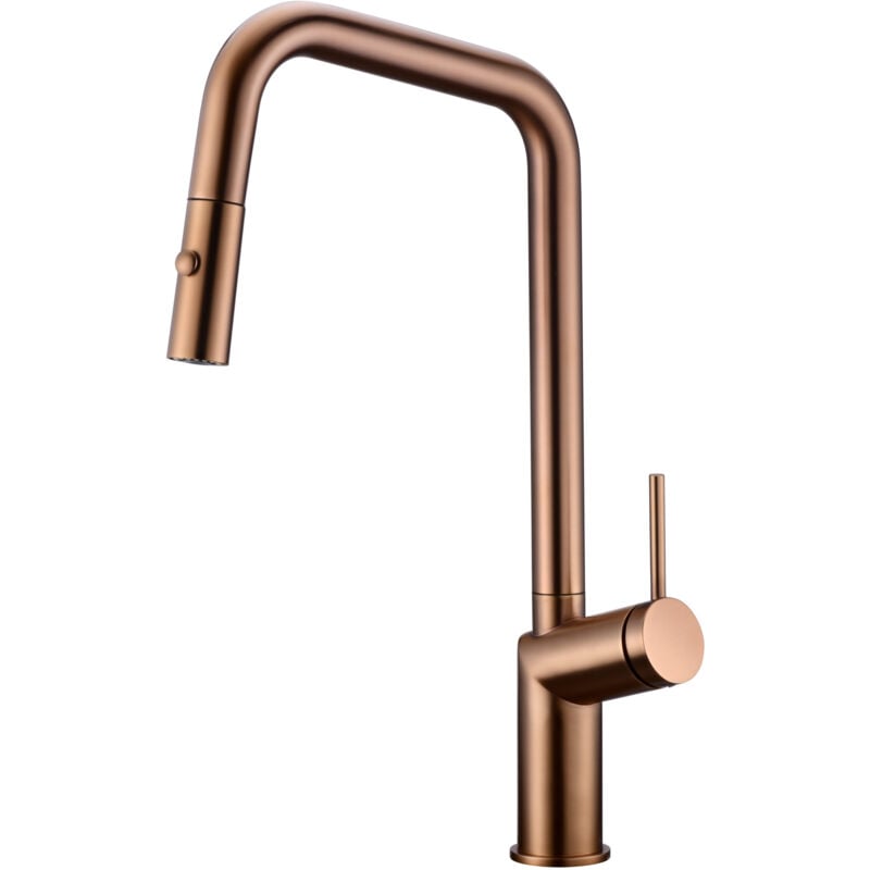 foto del prodotto mice collection mice rubinetto cucina lavello estraibile monocomando con doccia doppio 2 modalit di getto, bocca alta girevole a 360 oro