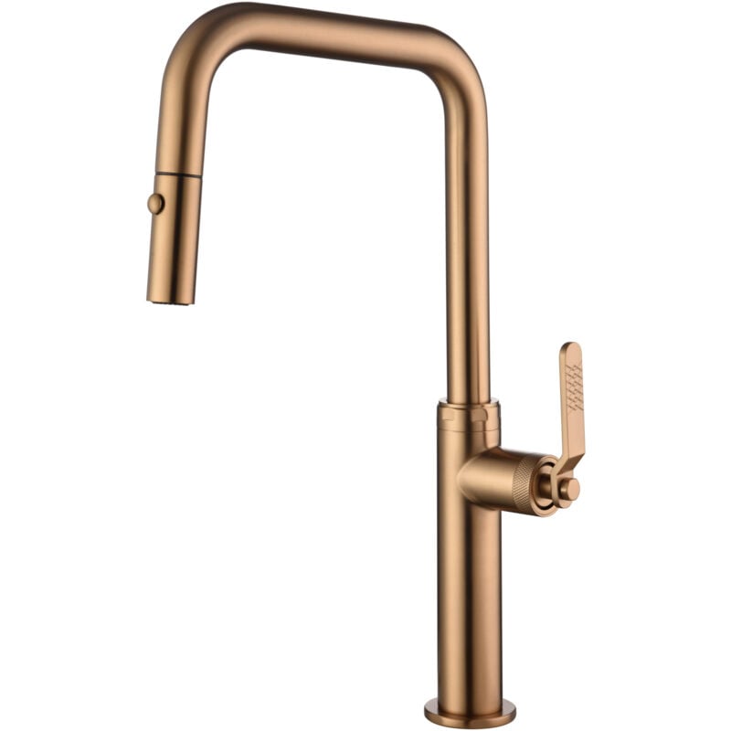 foto del prodotto mice collection - mice - rubinetto cucina monocomando estraibile con diffusore doppio getto - oro rosa spazzolato - serie nice gce027 orc