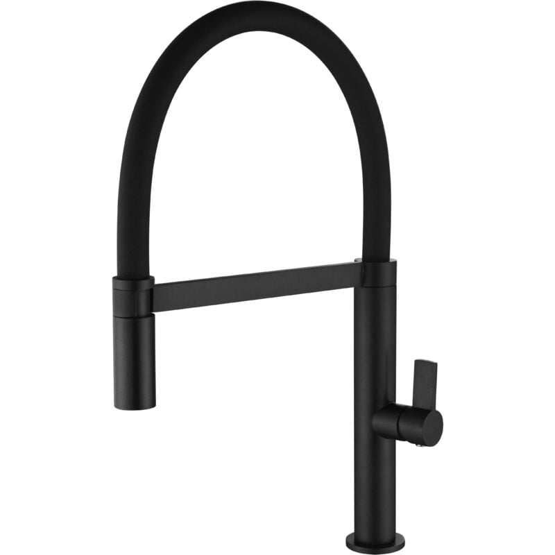 foto del prodotto mice collection mice rubinetto da cucina, miscelatore lavello flessibile estraibile con doccetta serie laos nero opaco gce012