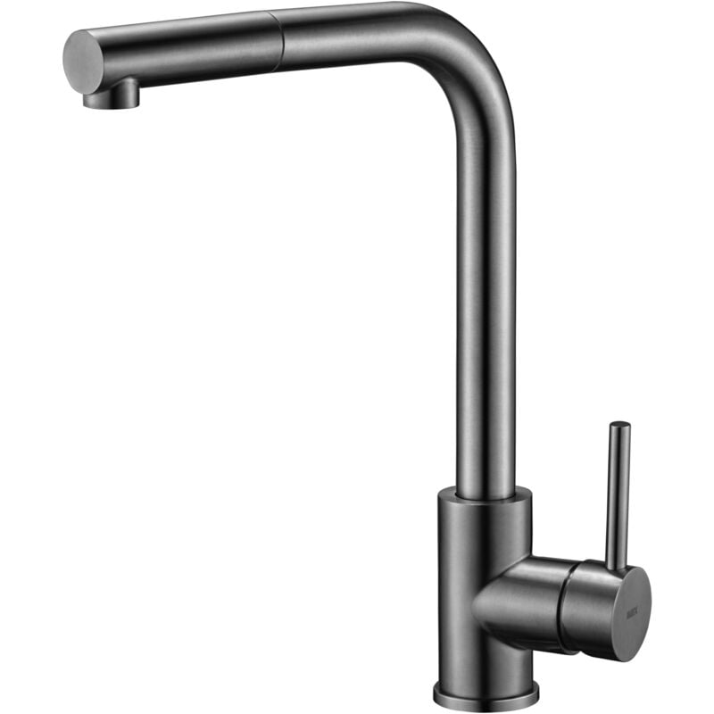 foto del prodotto mice collection - mice - rubinetto da cucina monocomando con doccia estraibile, rubinetto per lavello, canna di fucile nera - gce006 bgm