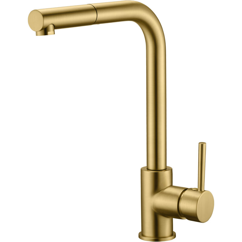 foto del prodotto mice collection - mice - rubinetto da cucina monocomando con doccia estraibile, rubinetto per lavello, rubinetto da cucina monocomando - oro