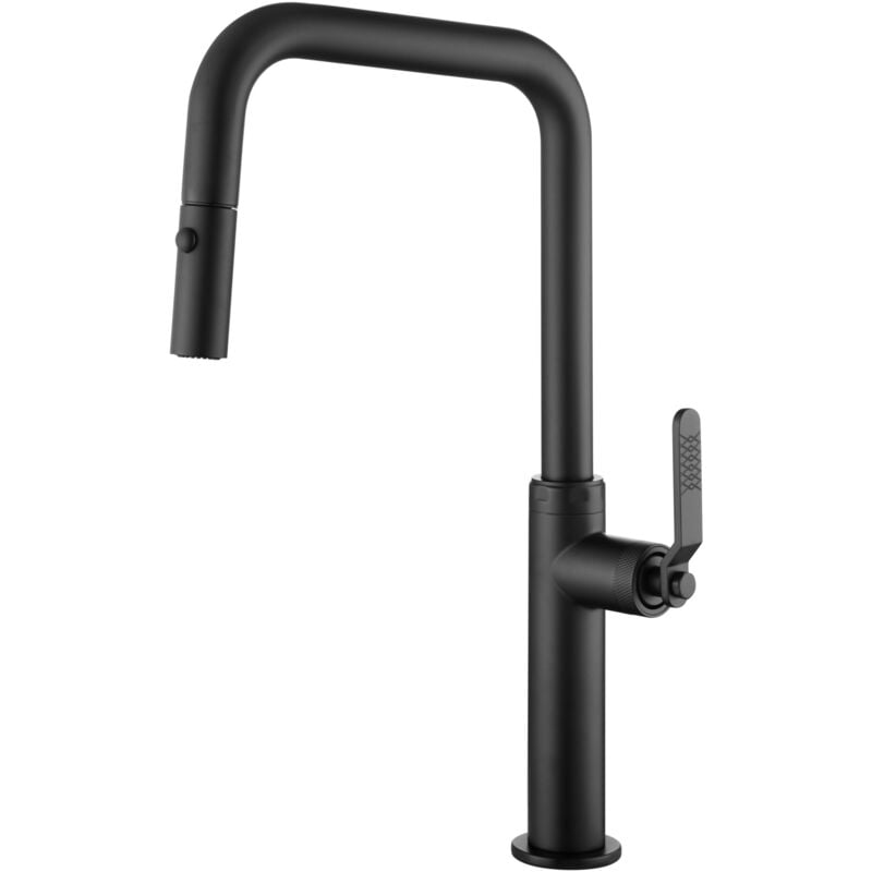 foto del prodotto mice collection - mice - rubinetto da cucina monocomando estraibile con diffusore doppio getto - colore nero opaco - serie niza gce027 ng