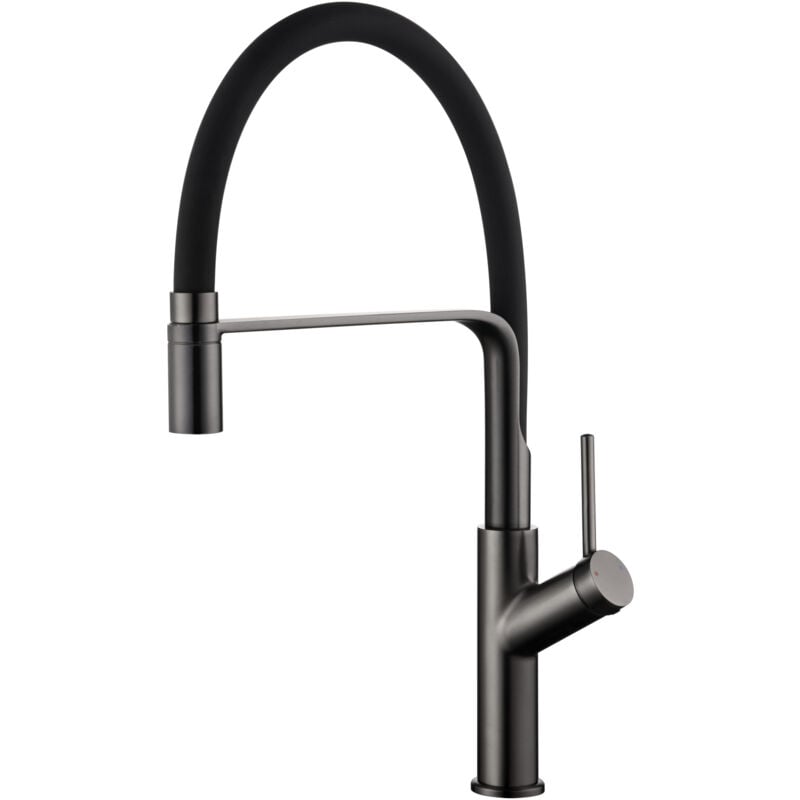 foto del prodotto mice collection mice rubinetto lavello cucina monocomando flessibile elegante e resistente rubinetti lavello serie sena black gun metal