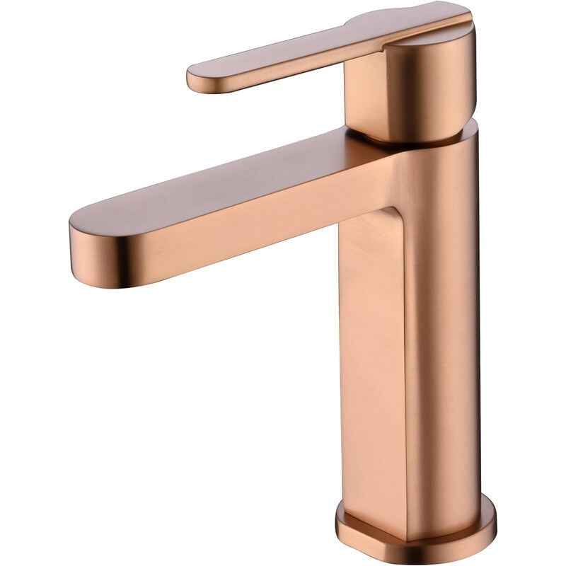 foto del prodotto mice collection rubinetto da bagno monocomando rubinetto lavabo in ottone per acqua calda fredda rubinetto bocca corta colore oro rosa spazzolato