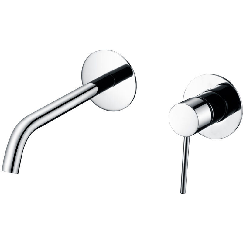 foto del prodotto mice collection rubinetto lavabo monocomando da incasso con fissaggio a parete rubinetteria bagno da incasso per lavelli colore cromo