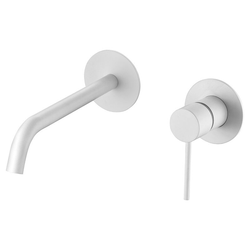 foto del prodotto mice collection rubinetto lavabo monocomando da incasso con montaggio a parete rubinetteria bagno da incasso per lavabo colore bianco opaco