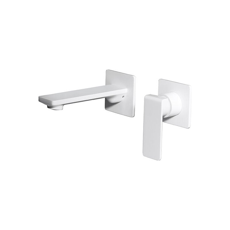 foto del prodotto mice collection rubinetto monocomando incasso lavabo con bocca e maniglia rubinetti bagno incasso bianco opaco