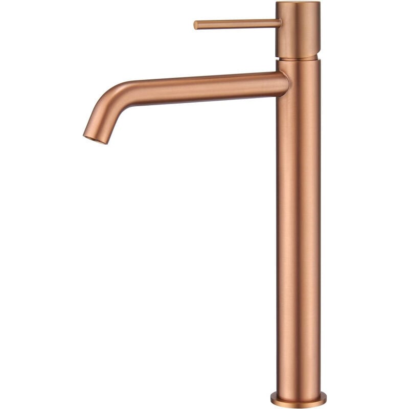 foto del prodotto mice collection rubinetto monocomando per lavabo bocca alta in ottone rubinetti da bagno per lavabo di alto design colore oro rosa spazzolato