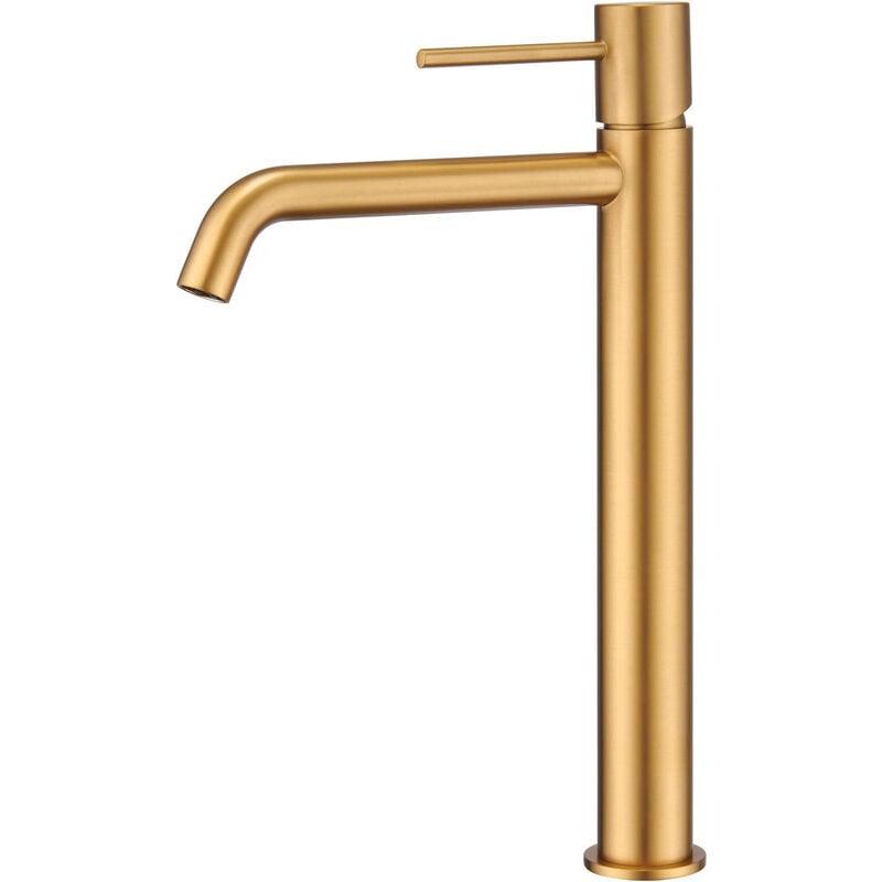 foto del prodotto mice collection rubinetto monocomando per lavabo bocca alta in ottone rubinetti da bagno per lavabo di alto design colore oro spazzolato