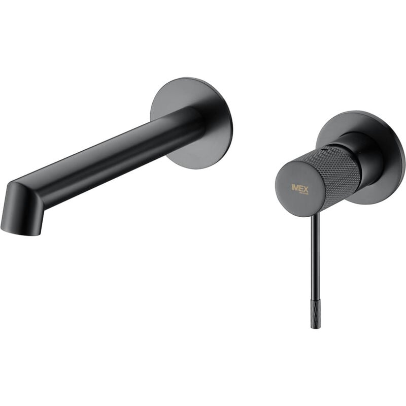 foto del prodotto mice collection rubinetto per lavabo da incasso rubinetto da bagno monocomando con sistema di montaggio a parete, rubinetto da incasso nero opaco