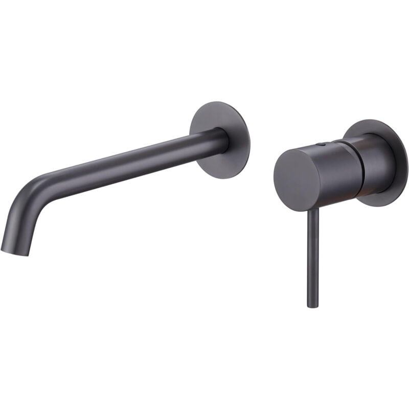 foto del prodotto mice collection rubinetto per lavabo monocomando con supporto a parete rubinetti da bagno ad incasso per lavelli colore canna di fucile nero