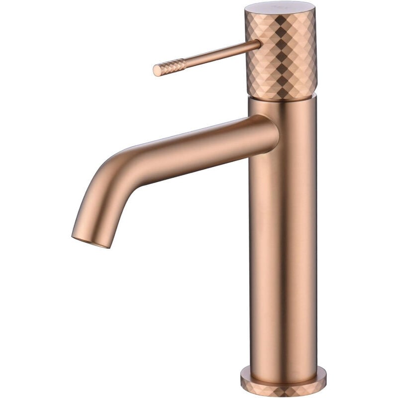 foto del prodotto mice collection rubinetto per lavabo monocomando con tecnologia cold open per risparmiare energia nei rubinetti da bagno in ottone color oro rosa