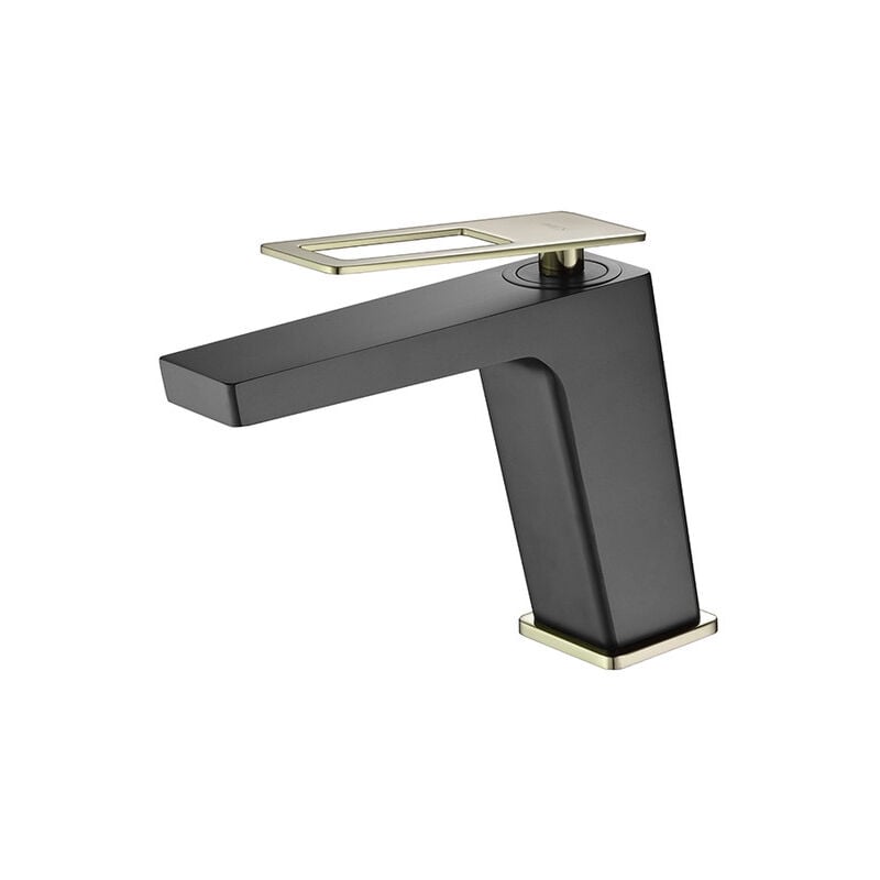 foto del prodotto mice collection rubinetto per lavabo rubinetto da bagno monocomando per lavabo con maniglia quadrata colore nero opaco e oro lucido