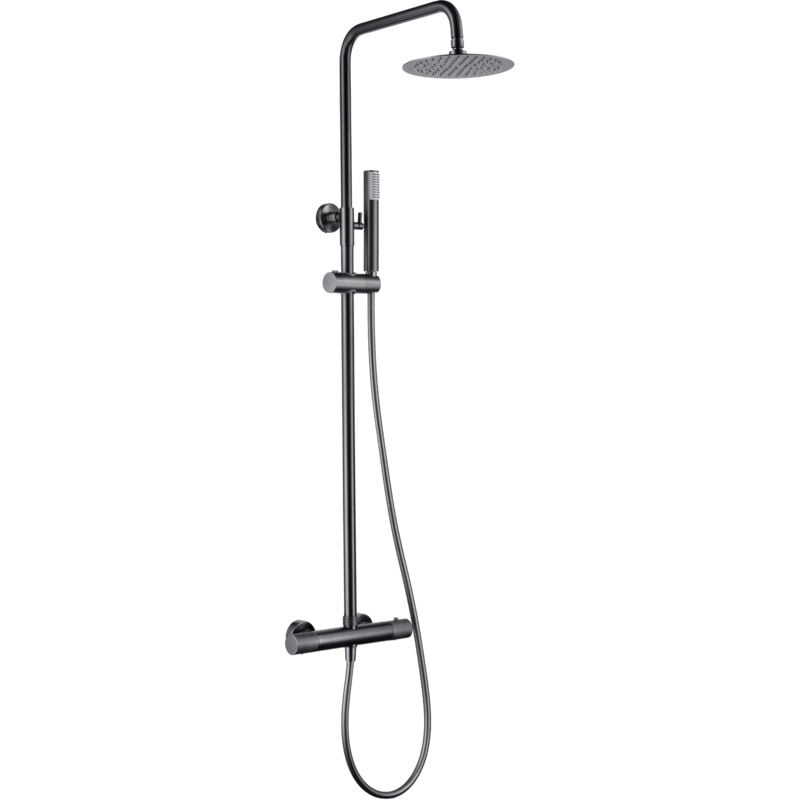 foto del prodotto mice collection set barra doccia termostatica allungabile colonna doccia con doccetta, maniglia doccia, soffione, colore black gun metal