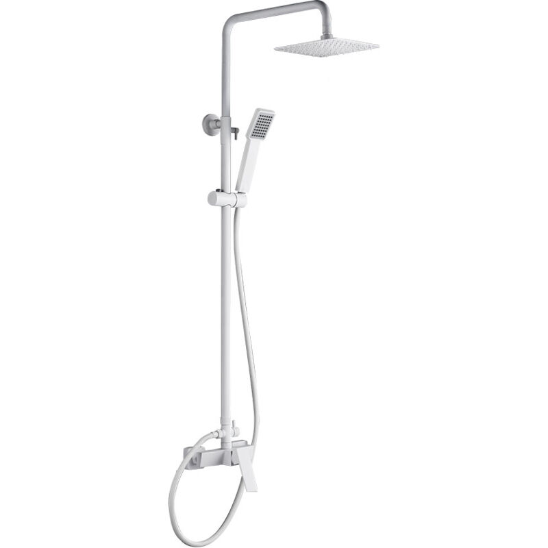 foto del prodotto mice collection set colonna doccia asta doccia monocomando allungabile in acciaio inox con doccetta e maniglia doccia in bianco opaco