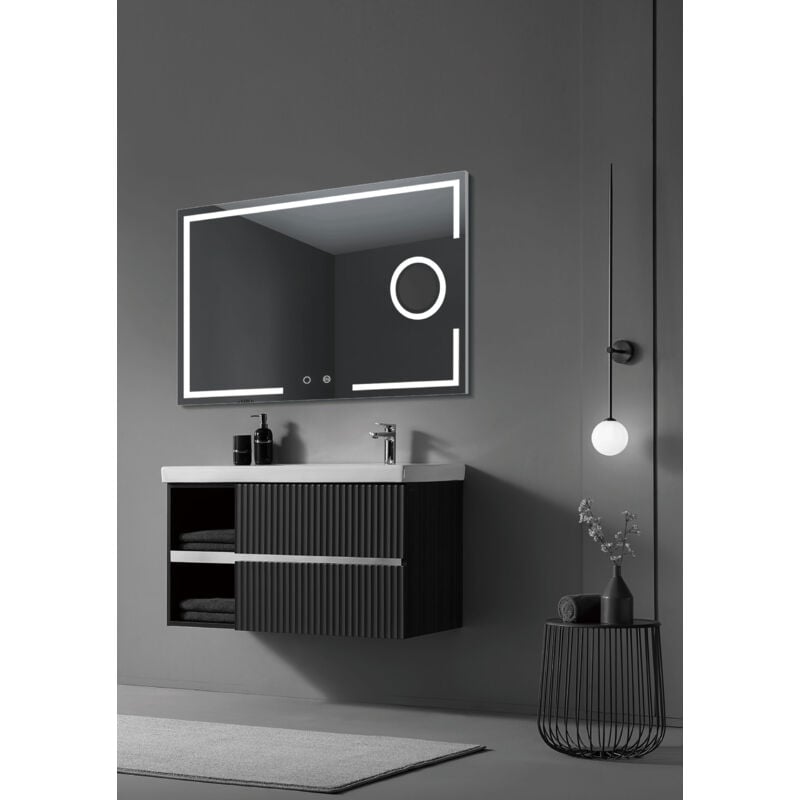 foto del prodotto mice collection - specchio con luce frontale, triled calda, neutra e fredda , con specchio ingranditore x 5 e doppio sensore antiappannamento e