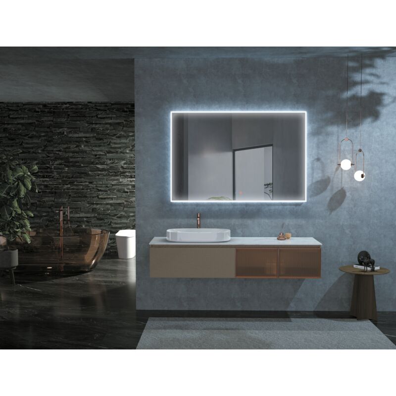 foto del prodotto mice collection specchio con luce led per bagno, spogliatoio, trucco con cornice in acrilico illuminato 3 tipi di luce doppio sensore on off,
