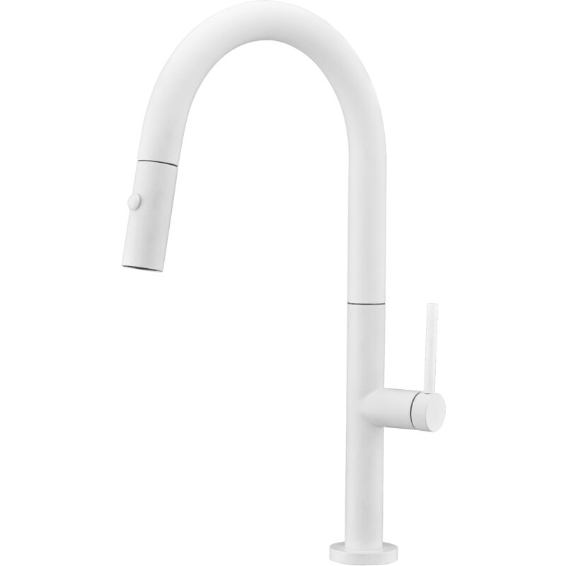 foto del prodotto mice mice rubinetto cucina con doccetta lavello monocomando estraibile serie samoa bianco opaco gce017 bl