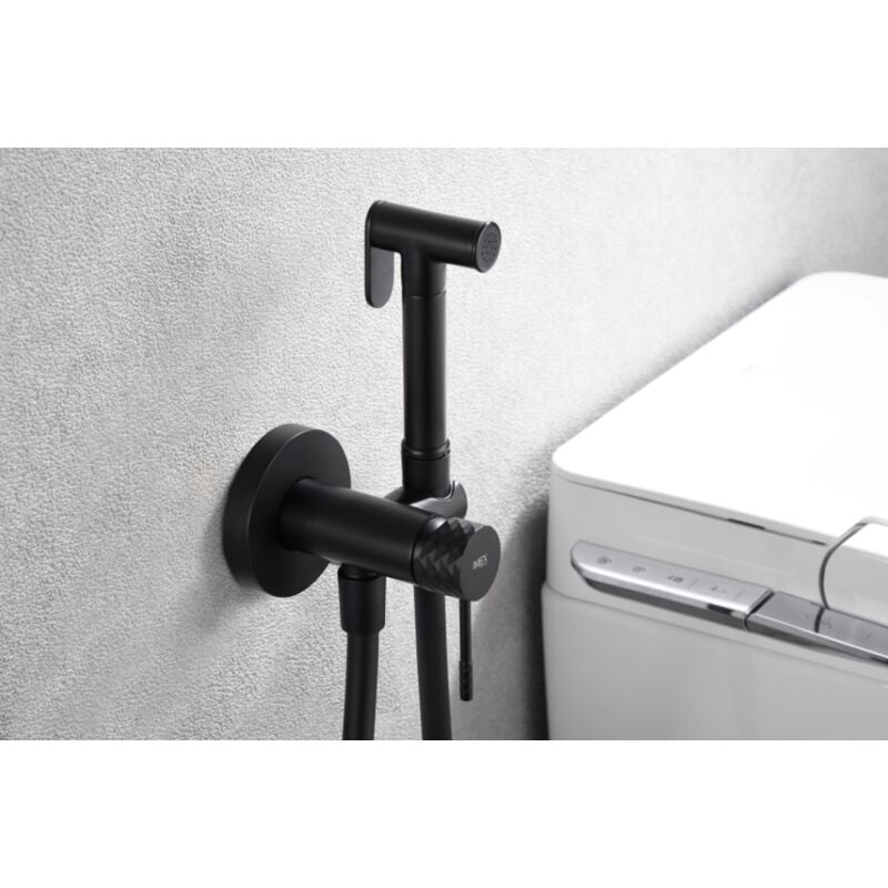foto del prodotto mice - rubinetto bidet monocomando da incasso in ottone - doccia igienica monocomando e incasso rubinetto bidet da incasso nero opaco rdg053/ng