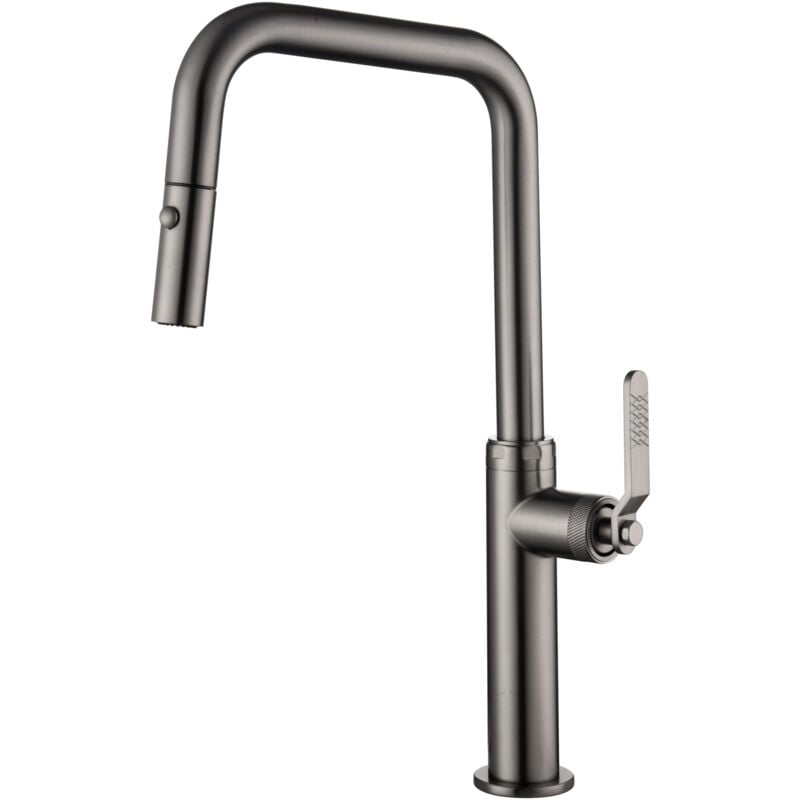 foto del prodotto mice rubinetto cucina monocomando estraibile con diffusore doppio getto colore black gun metal serie niza gce027 bgm