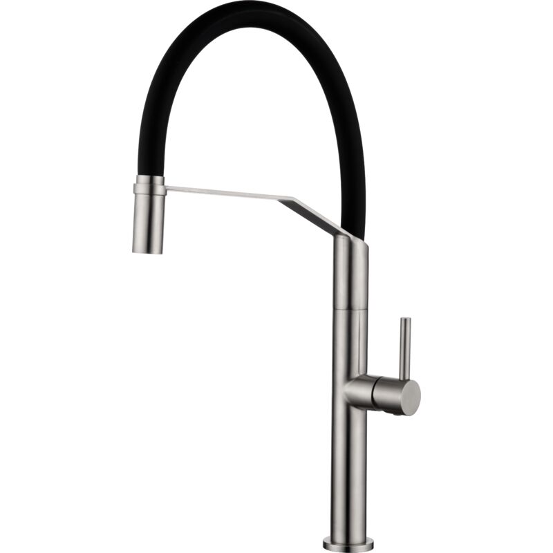 foto del prodotto mice rubinetto da cucina monocomando flessibile deva con finitura satinata e corpo in acciaio inox nero opaco