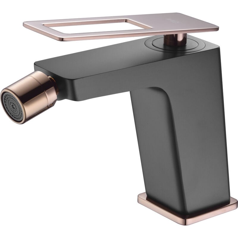foto del prodotto mice rubinetto per bidet monocomando rubinetto per wc con maniglia quadrata colore nero opaco e oro rosa bdc032 2nor