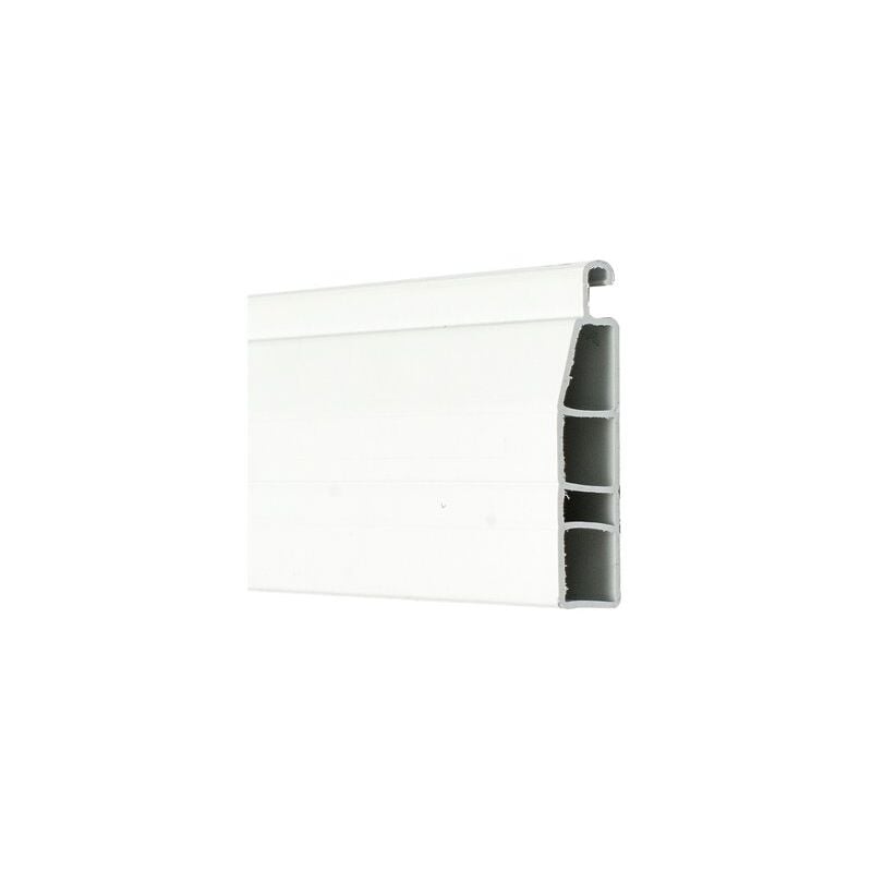 foto del prodotto micel lamella finale per veneziana pr24 , lunga 2 metri, larga 52x12mm, adatta per lamelle da 39mm e 52mm, realizzata in pvc bianco.