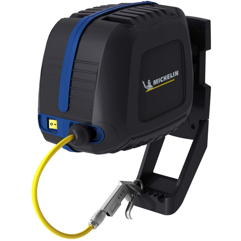 foto del prodotto michelin compressore d aria mbl go con avvolgitubo tubo 10 m pistola di soffiaggio inclusa senza serbatoio senza olio motore 1,5 hp