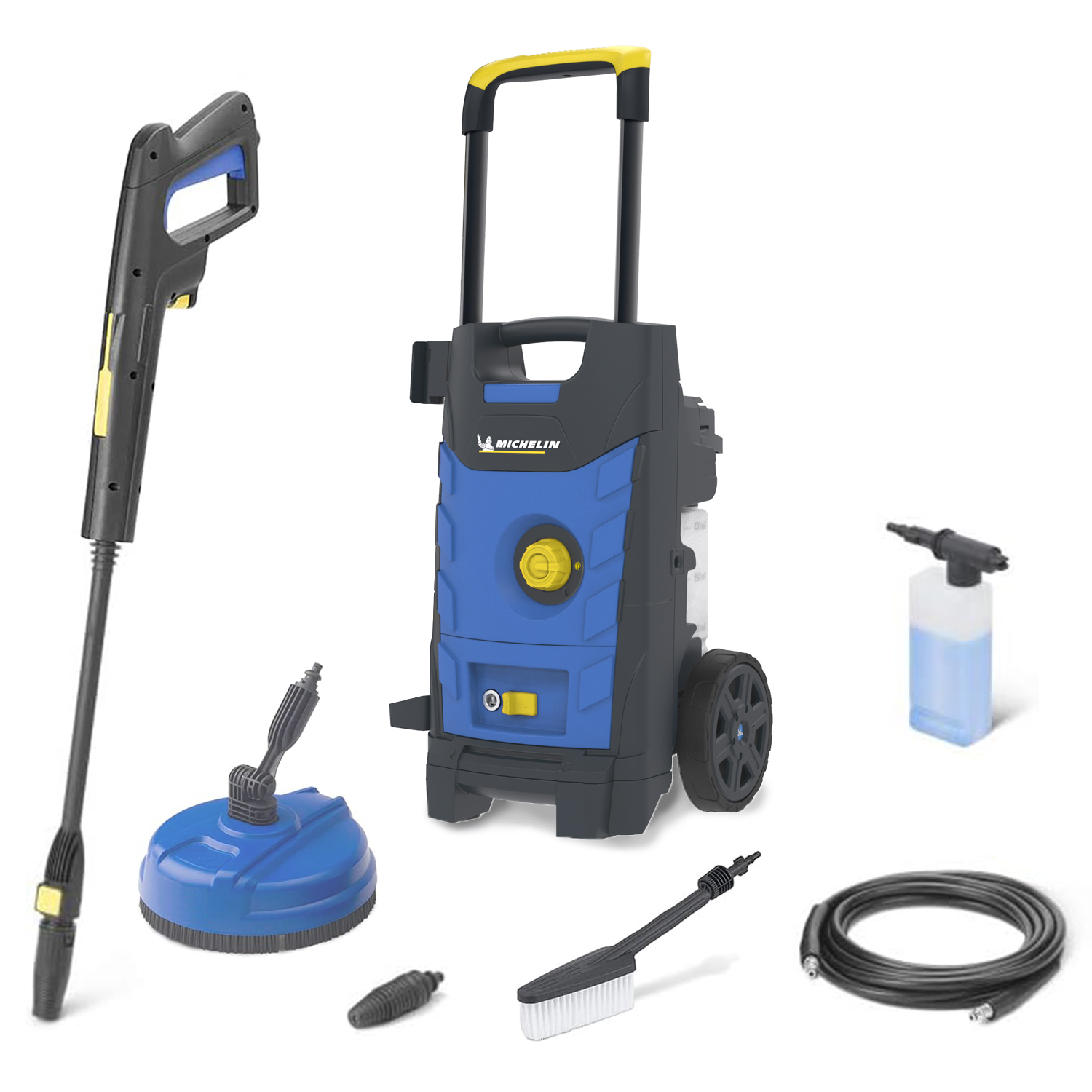 foto del prodotto michelin idropulitrice mpx19elp, ad alta pressione, per auto ed esterni casa, con lavapavimenti e spazzola fissa, pressione max. 140 bar, portata max. 460 l h, assorbimento 1900 w