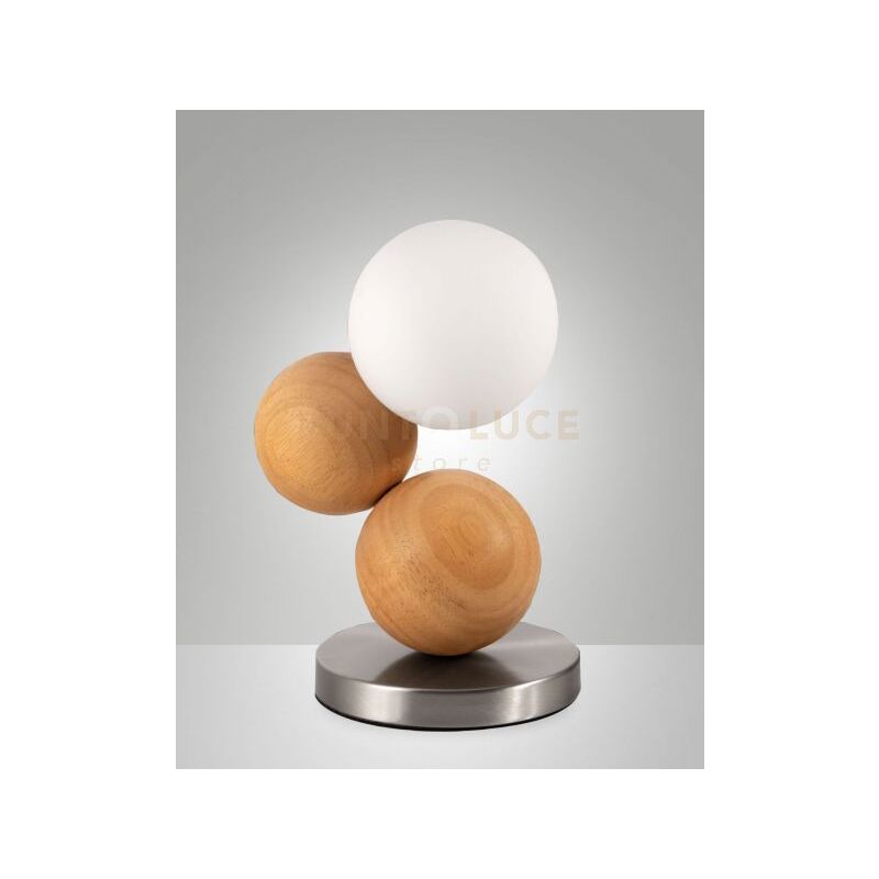 foto del prodotto micky lampada da tavolo quercia 1 luce in metallo vetro legno attacco g9 inclusa dimmerabile