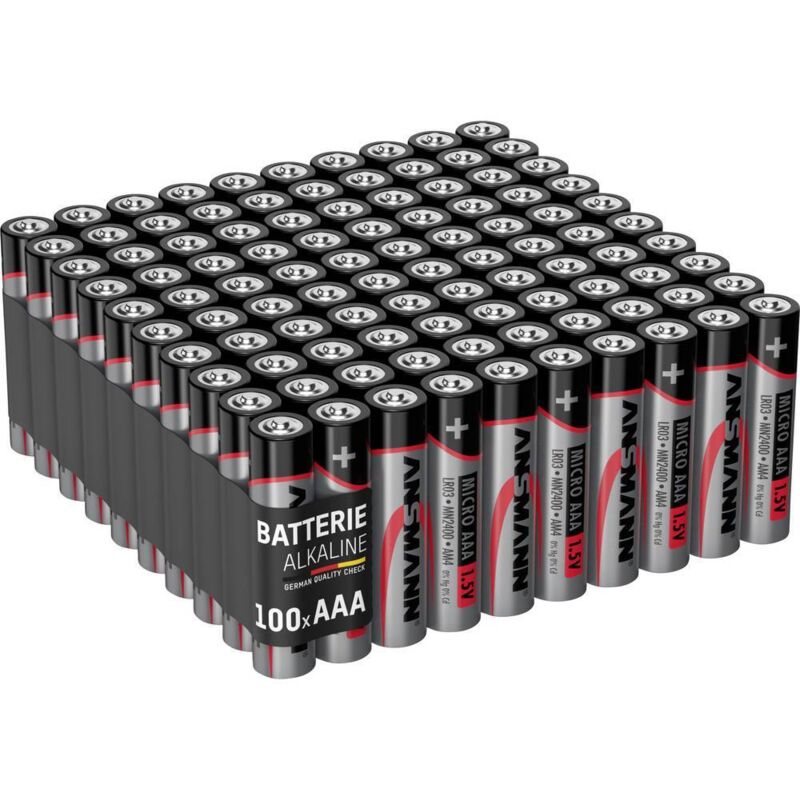 foto del prodotto micro aaa lr03 100er box batteria ministilo aaa alcalina manganese 1.5 v 100 pz. ansmann