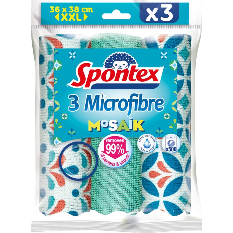 foto del prodotto microfibre mosaik panni 30 x 40cm, 3 pezzi spontex