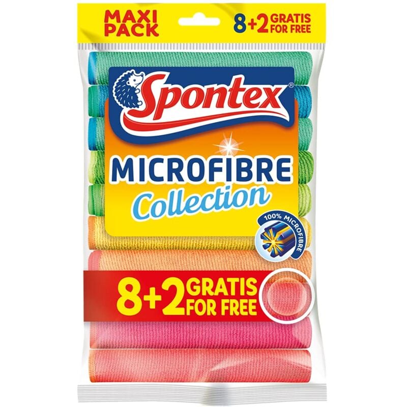 foto del prodotto microfibre panni multiuso 8 2 gratis, 1 confezione, in microfibra colorata spontex