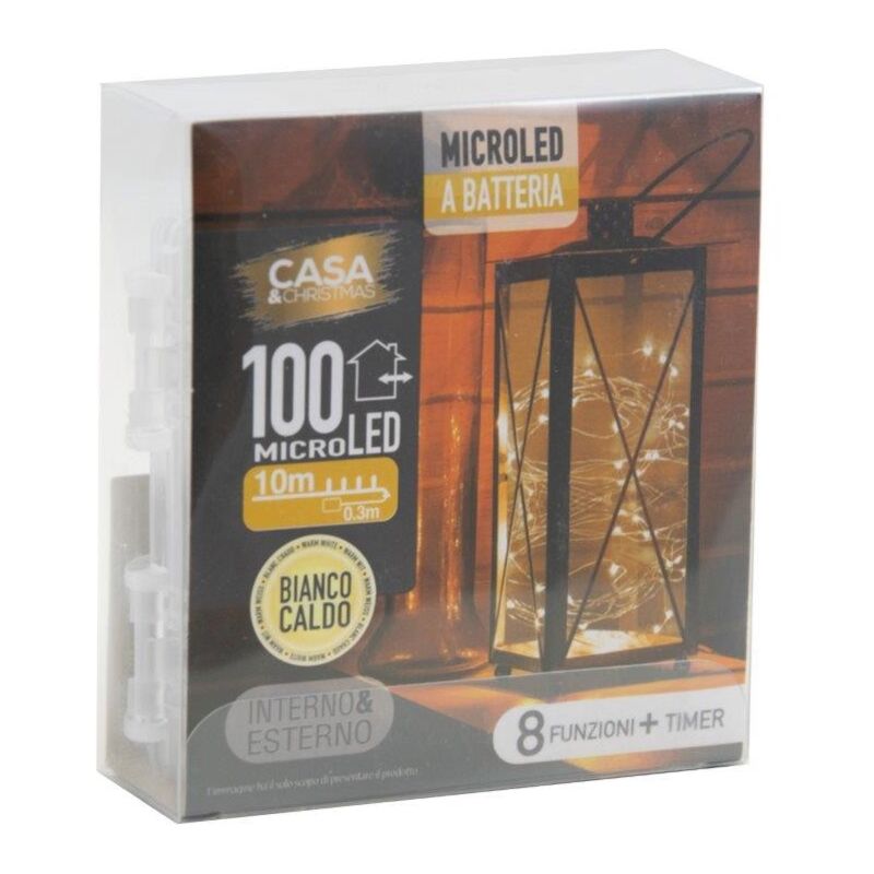 foto del prodotto microled 100 bianca batteria 8f interno ed esterno