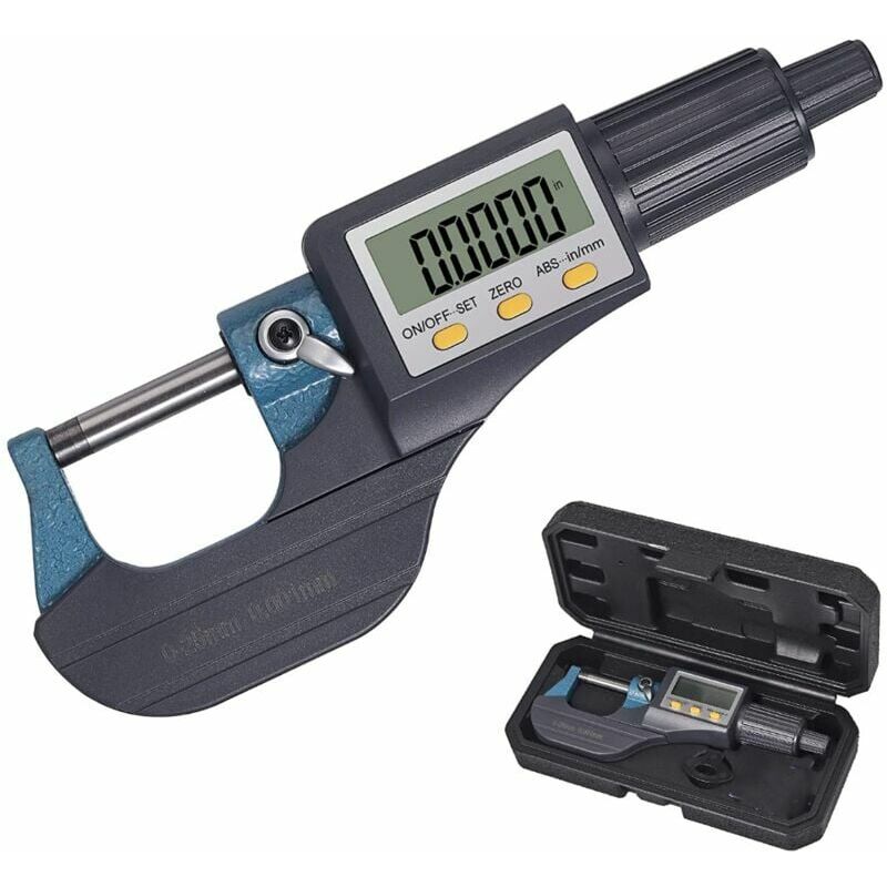 foto del prodotto micrometro elettronico digitale lcd 0 25 mm micrometro digitale palmer per esterni metrico standard pollici risoluzione 0,001 mm precisione 0,002 mm