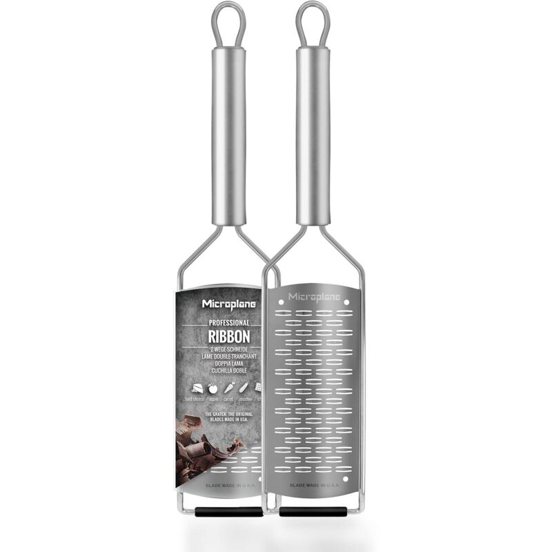 foto del prodotto microplane grattugia da cucina doppia lama media acciaio inossidabile serie professional ideale per formaggio, mela, carota, zucchina e cioccolato