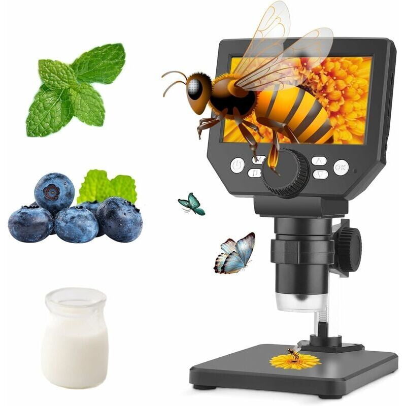 foto del prodotto microscopio digitale hd 1000x da 4,3 pollici, fotocamera da 10 mp, 8 luci led, microscopio elettronico portatile professionale usb per la riparazione