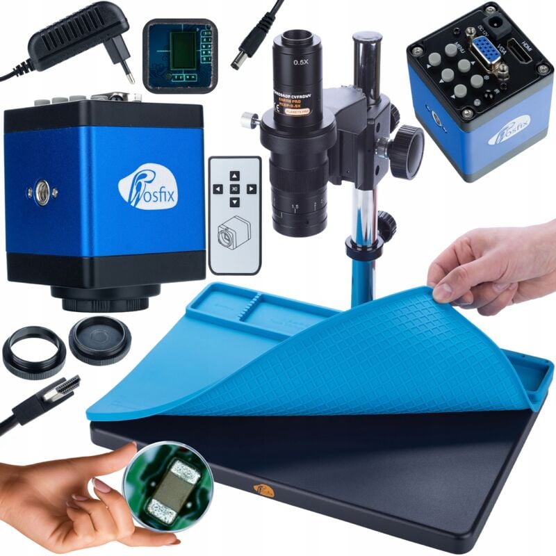 foto del prodotto microscopio digitale rosfix earth pro mcep 0.5x fotocamera draco blue pro kmdbp hdmi vga 2mp serie plantes pro tappetino in silicone 380x260mm