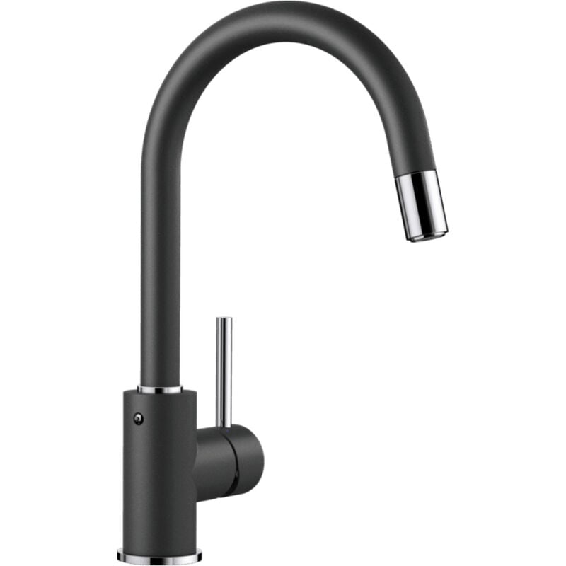 foto del prodotto mida s miscelatore silgranit look con bocca girevole a 360 doccetta estraibile, antracite 521455 blanco