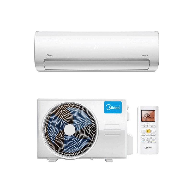foto del prodotto midea climatizzatore canalizzato 18000 btu h inverter monosplit condizionatore con pompa di calore classe a a unit interna unit esterna mti 18fnxd0 mou 18fn8 qd0