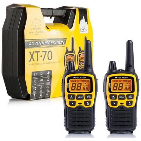 foto del prodotto midland xt70 adventure ricetrasmittente 93 canali 433.075 446.09375 mhz nero, giallo