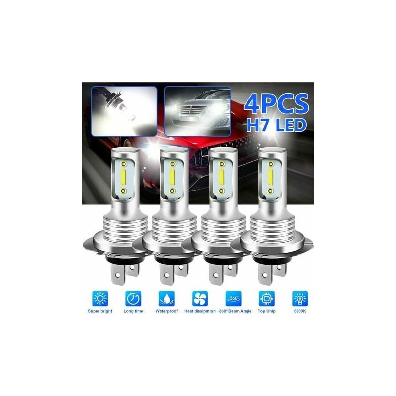 foto del prodotto migliora lo stile e la sicurezza della tua auto con 4 lampadine per fendinebbia led ad alta potenza 1860 h7 da 80 w luce bianca abbagliante 6000